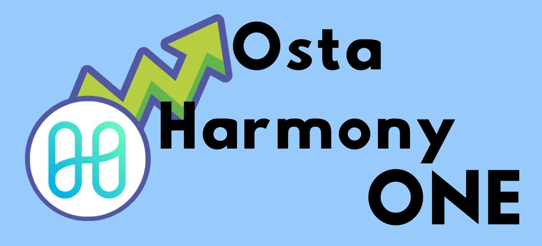Osta Harmony ONE -grafiikka, jossa näkyy Harmony-logon ja vihreän nousunuolen yhdistelmä vaaleansinisellä taustalla.