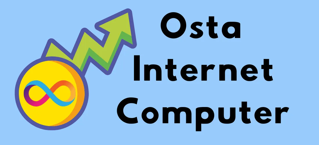 Kuvassa näkyy kryptokolikko, jossa on Internet Computerin (ICP) värikäs äärettömyyssymboli, sekä teksti "Osta Internet Computer" sinisellä taustalla.