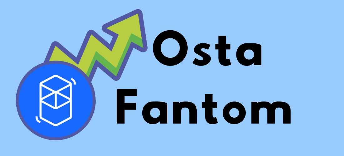 Osta Fantom -grafiikka, jossa näkyy vihreä nousunuoli ja Fantomin logo sinisellä taustalla.