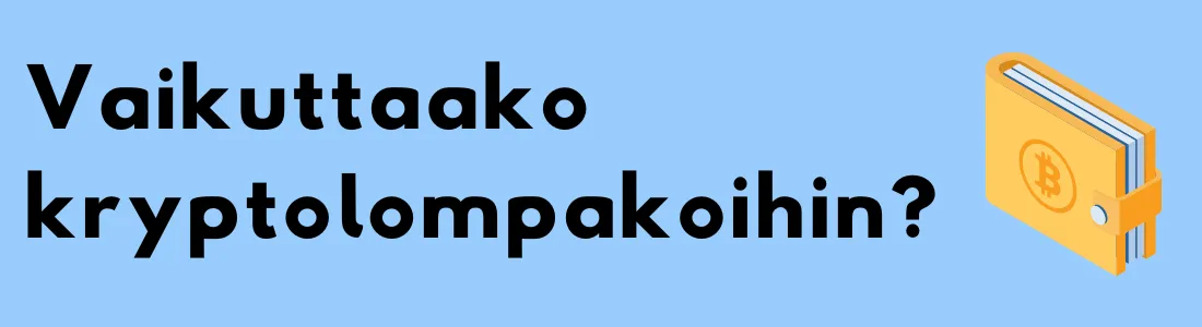 Vaikuttaako Travel Rule kryptolompakoihin – sininen tausta ja bitcoin-lompakon kuva.