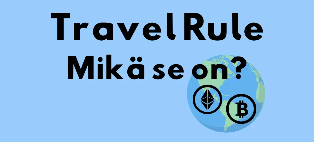 Travel Rule - Mikä se on? Teksti maapallon ja kryptovaluuttaikonien taustalla